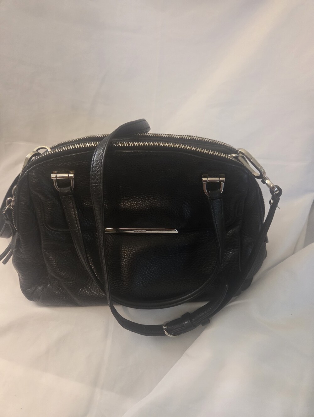 Coach Madison Georgie Small Satchel in black leather with silver hardware